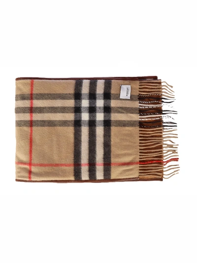 Shop Burberry Giant Check Scarf In Dark Camel