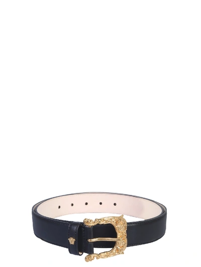 Shop Versace Baroque Buckle Belt In Nero