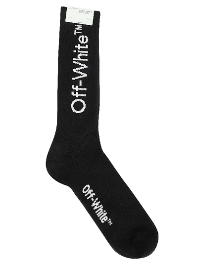 Shop Off-white Diag Mid Socks In Black/white