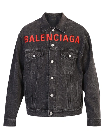 Shop Balenciaga Branded Jacket In Black