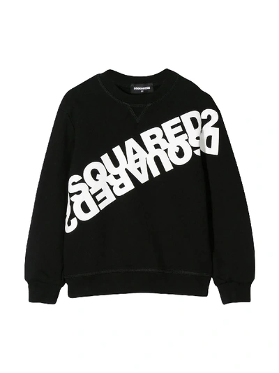 Shop Dsquared2 Black Sweatshirt With White Press