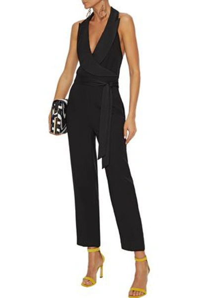 Shop Diane Von Furstenberg Habanna Wrap-effect Crepe Halterneck Jumpsuit In Black