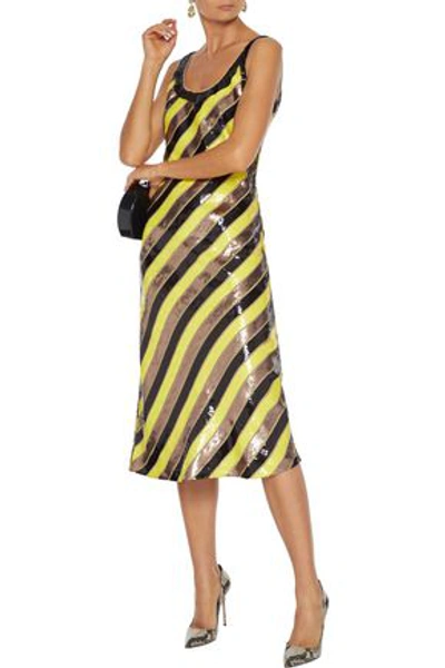 Shop Diane Von Furstenberg Luisa Striped Sequin-embellished Silk-chiffon Dress In Multicolor