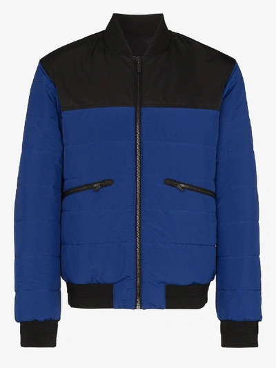 Shop Z Zegna Reversible Quilted Bomber Jacket In Blue