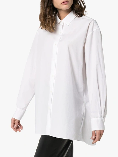 Shop Nili Lotan Yorke Button-down Cotton Shirt In White