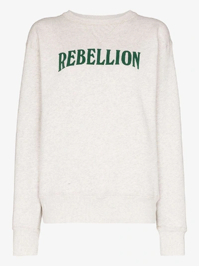 Shop Isabel Marant Étoile Rebellion Print Sweater In Grey