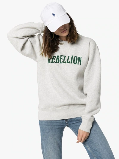 Shop Isabel Marant Étoile Rebellion Print Sweater In Grey