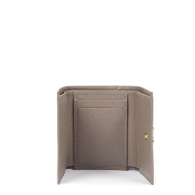 Shop Dolce & Gabbana Mud Leather Wallet With Logo Plaque In Grey