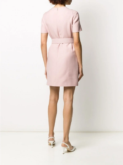 Shop Valentino Wool Belted Dress In Pink