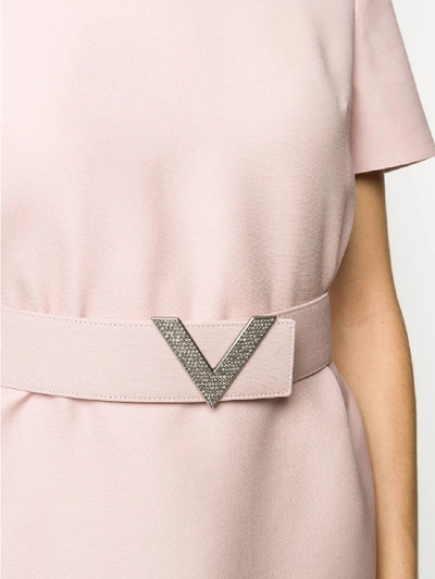 Shop Valentino Wool Belted Dress In Pink