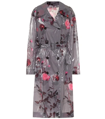 Shop Dries Van Noten Floral Laminated Trench Coat In Grey