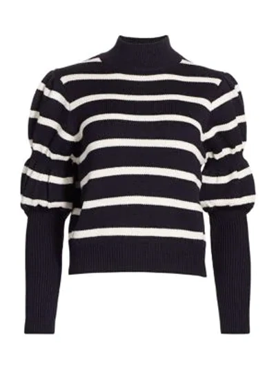 Shop Derek Lam 10 Crosby Women's Elani Puff-sleeve Sweater In Black Ivory