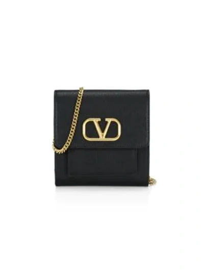 Shop Valentino Women's Vlogo Leather Crossbody Bag In Black