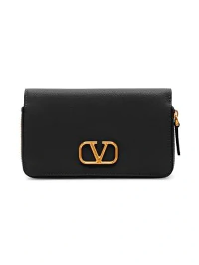 Shop Valentino Garavani Vlogo Leather Smartphone Case In Black
