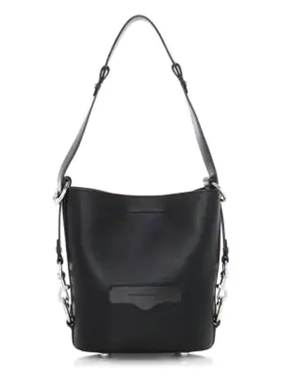 Shop Rebecca Minkoff Women's Small Utility Convertible Leather Bucket Bag In Black