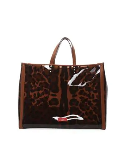 Shop Valentino Garavani Large Grande Plage Animal-print Pvc Tote In Natural