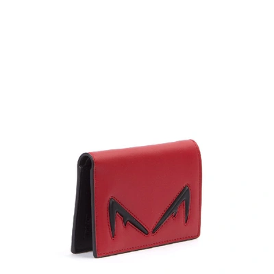 Shop Fendi Diabolic Eyes Red Leather Cardholder