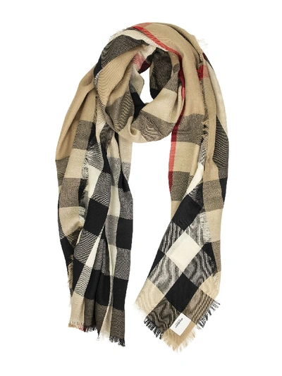 Shop Burberry Lightweight Check Cashmere Scarf Archive Beige