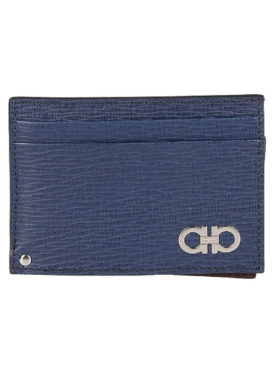 Shop Ferragamo Gancini Logo Cardholder In Blue