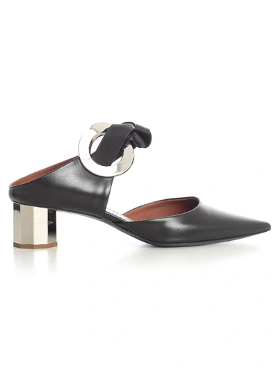 Shop Proenza Schouler Closed Sandals W/40 Heel And Knot In Nero Silver