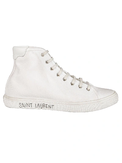 Shop Saint Laurent White Cotton Malibu High-top Sneakers