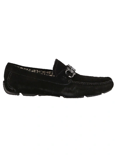 Shop Ferragamo Gancini Driver Loafers In Black