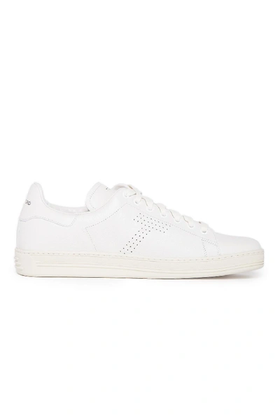 Shop Tom Ford Perforated T Snaekers In White