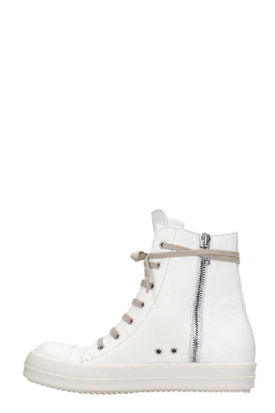 Shop Rick Owens Sneaker High Sneakers In White Leather
