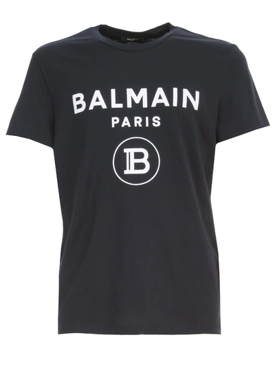 Shop Balmain Flock T-shirt In Ub Marine