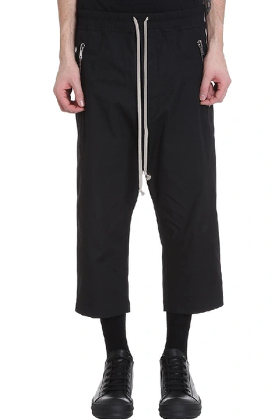 Shop Rick Owens Tevuatl Cropped Pants In Black Cotton