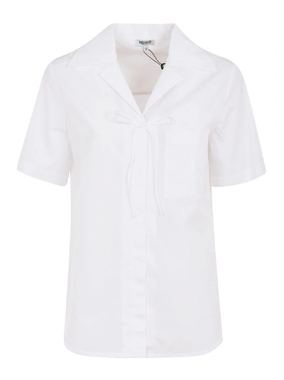 Shop Kenzo Hawaiian Knot Detail Shirt In White