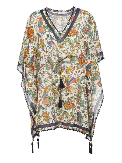 Shop Tory Burch Printed Short Poncho In Multicolor