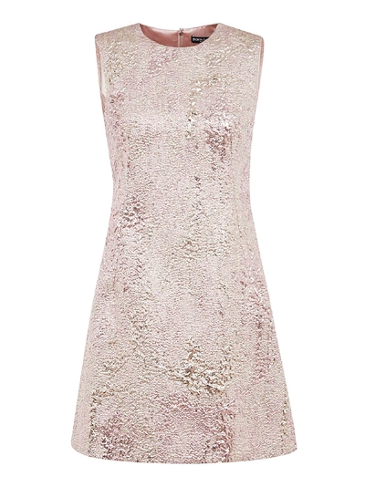 Shop Dolce & Gabbana Metallic Sleeveless Dress In Beige/black