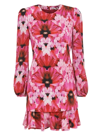Shop Alexander Mcqueen Floral Print Short Dress In Pink