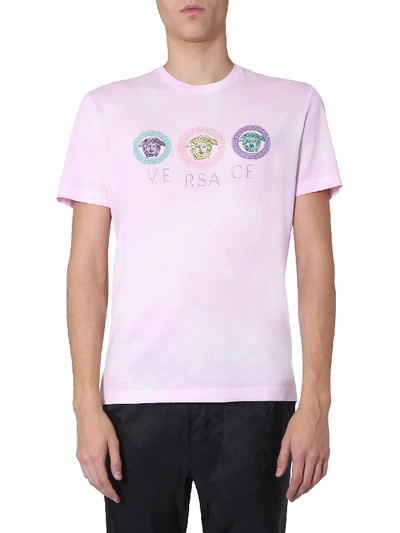 Shop Versace Round Neck T-shirt In Rosa