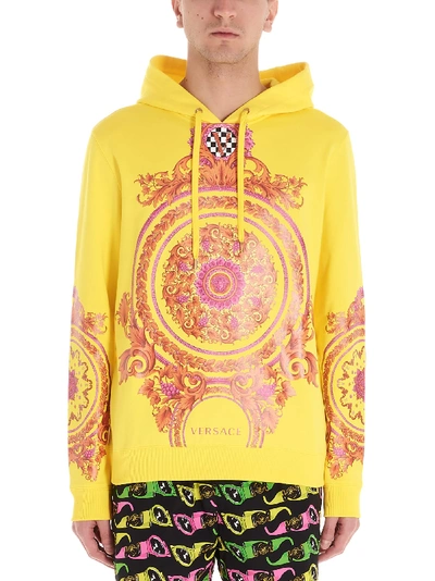 Shop Versace Barocco Hoodie In Giallo