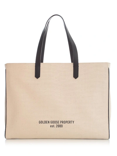 Shop Golden Goose California Bag E-w In Natural Canvas  Property