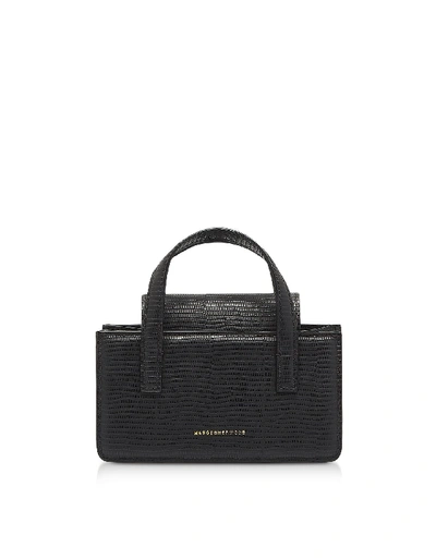 Shop Marge Sherwood Lizard Embossed Leather Grandma Mini Tote In Black