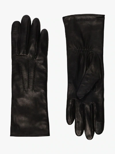 Shop Agnelle Black Grace Leather Gloves