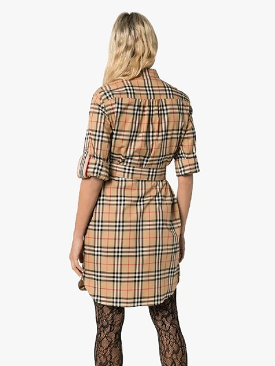 Shop Burberry Giovanna Vintage Check Shirt Dress In Brown