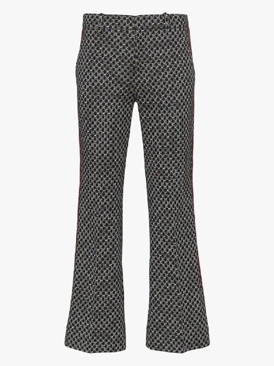 Shop Gucci Micro Gg Cropped Flared Trousers In Blue