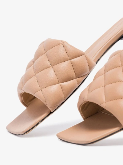 Shop Bottega Veneta Beige Flat Quilted Leather Sandals In Brown