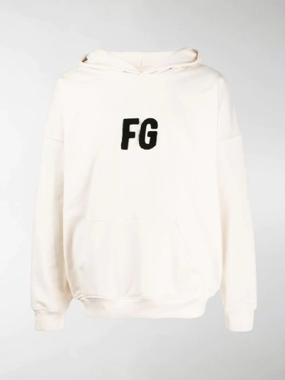 Shop Fear Of God Everyday Raised-logo Cotton Hoodie In Neutrals