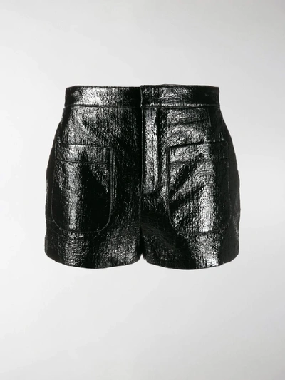 Shop Saint Laurent Shiny Shorts In Black