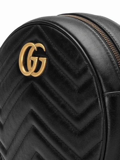 Shop Gucci Black Gg Marmont Mini Round Shoulder Bag
