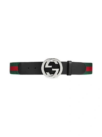 Shop Gucci Web Belt With G Buckle In Black