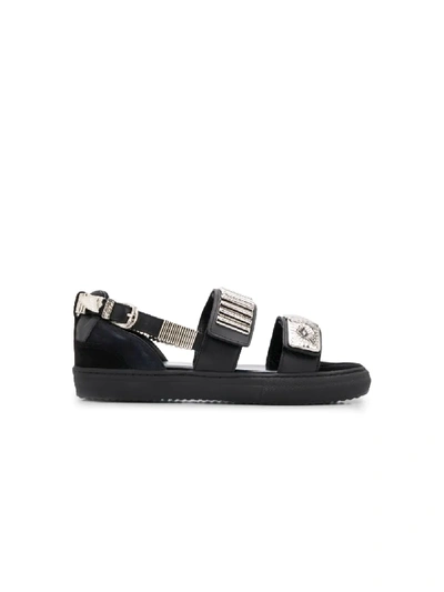 Shop Toga Embossed Strap Sandals In Black