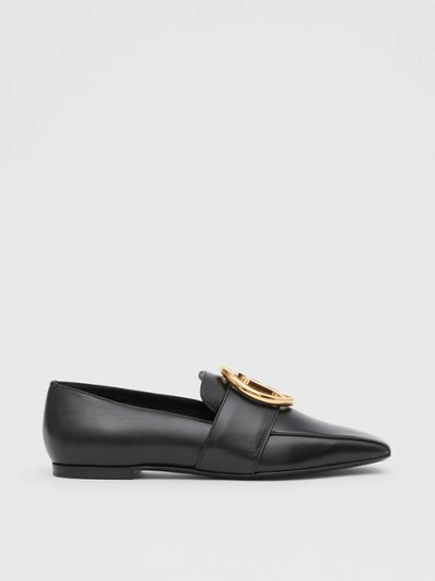 Shop Burberry Monogram Motif Leather Loafers In Black