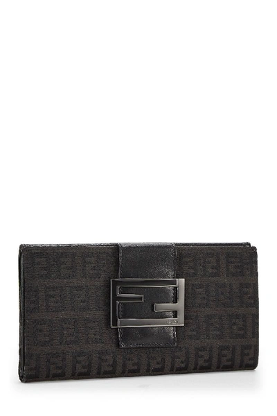 Pre-owned Fendi Black Zucchino Canvas Long Wallet