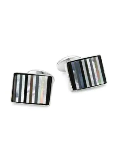 Shop David Donahue Striped Sterling Silver Cuff Links